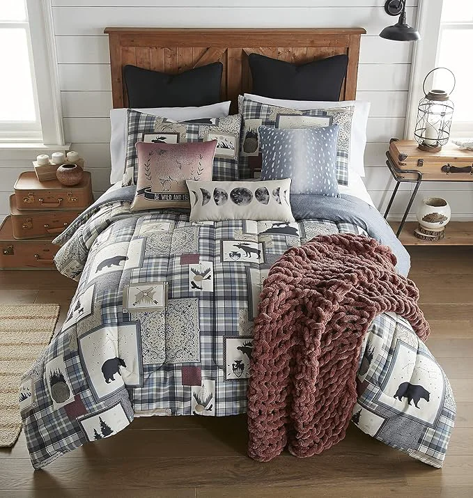 Comfortable Donna Sharp King Comforter Set – 3 Piece Set – Forest Symbols – King Comforter and Two King Pillow Shams – Machine Washable Smooth