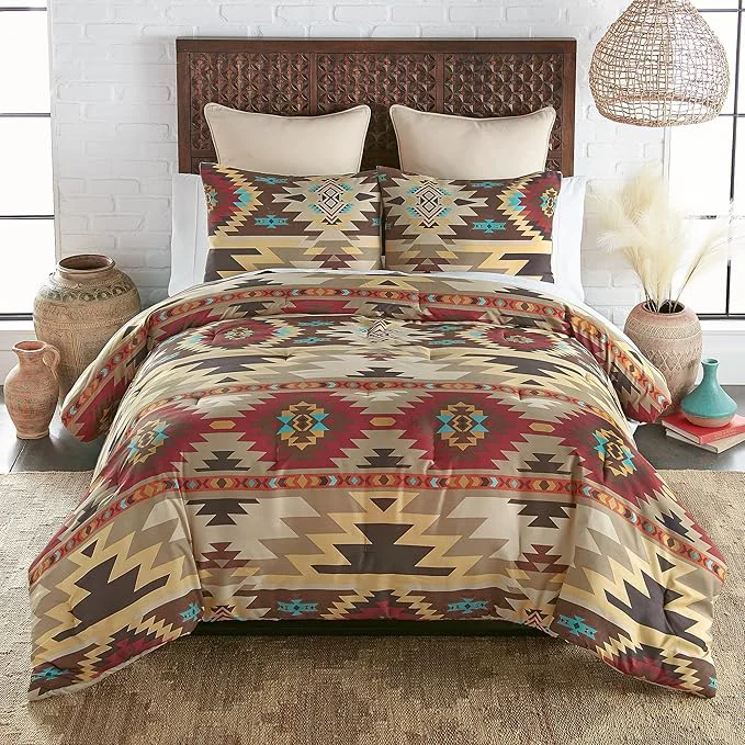 Natural Donna Sharp Sand Dune Comforter Bedding Set – 3-Piece Queen Size Reversible Comforter Set – Includes 1 Plush Comforter and 2 Pillowcases – Machine Washable Elite