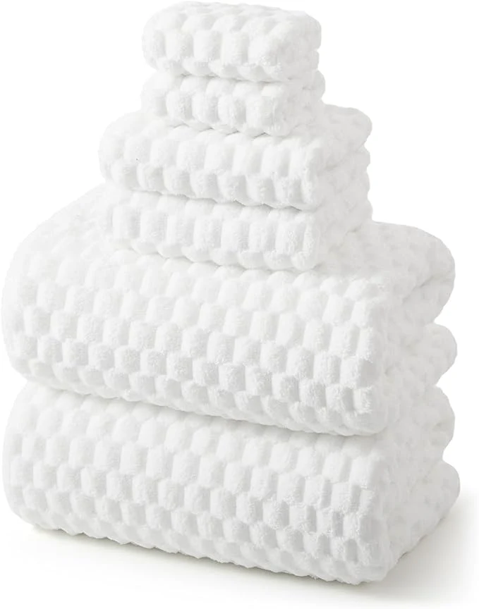 Reusable REDKISS White Microfiber Towels Set of 6-35×70 Inches Oversized Bath Sheets Optimized