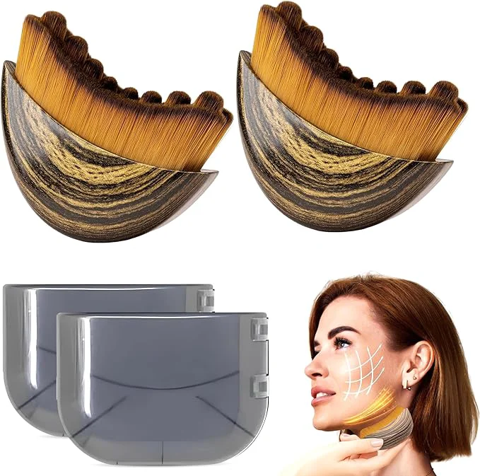 Dependable Pack of 2 Lymphatic Contour Face Brush Lymphatic Drainage Massager Double Traditional