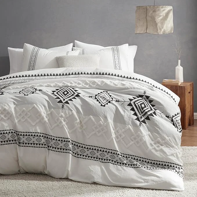 Functional Oli Anderson Boho Duvet Cover Set King Size Black and White Color Clash 3 PCS Microfiber Bedding Set Durable and Super Soft Duvet Covers with Zipper and Ties 104 quot 90 quot Powerful