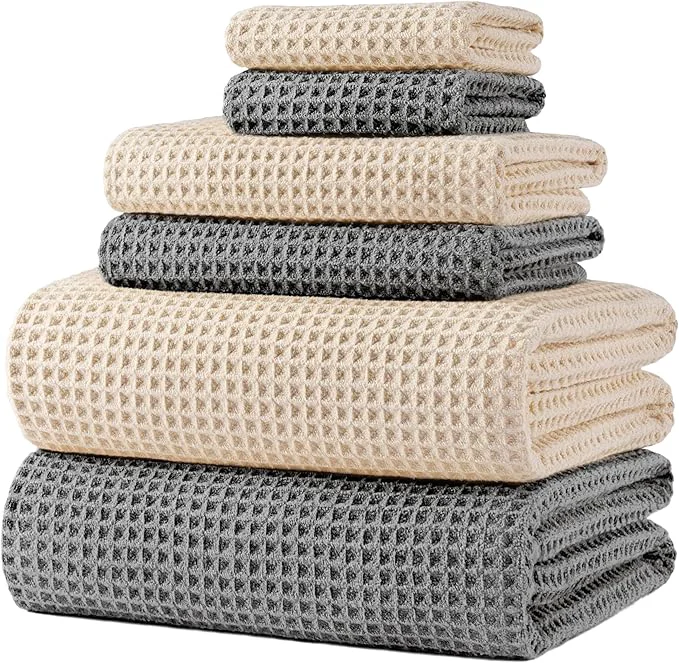 Official POLYTE 430 GSM Microfiber Quick Dry Lint Oversize Bath Towel Set 6 Piece Fast