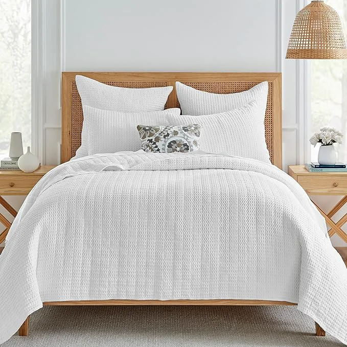 Advanced Levtex Home – Mills Waffle – Twin Quilt Set – Bright White Cotton Waffle – Quilt Size 68 x 86in. Sham Size 26 x 20in. Practical