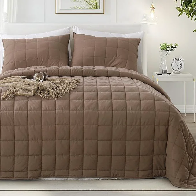 Relaxed KASENTEX Twin Quilt Set 68 quot x86 quot – Soft Washed 3-Layer Lightweight Bedspread Minimalist Nordic Design All-Season Spring amp Summer Quilt Set 1 Quilt 2 Pillow Shams Corduroy Blue Premium