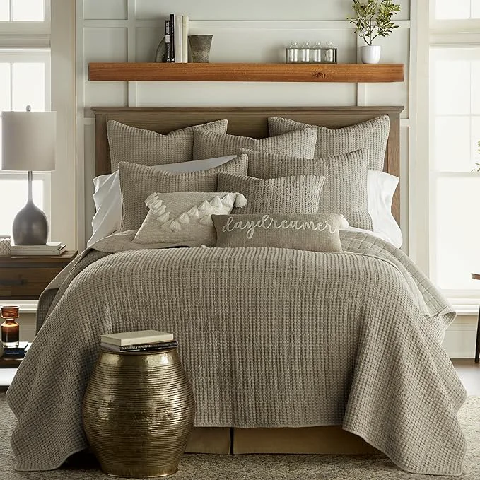 Functional Levtex Home – Mills Waffle – Twin Quilt Set – Taupe Cotton Waffle – Quilt Size 68 x 86in. Sham Size 26 x 20in. Artisan