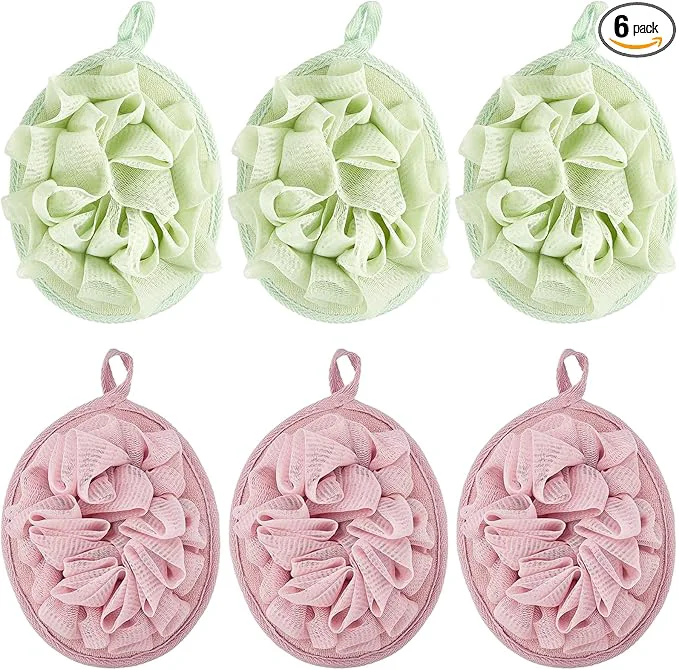 Quality Boao 6 Pcs Bath Shower Pouf Sponge Mesh Pouf Shower Ball Exfoliating Body Casual