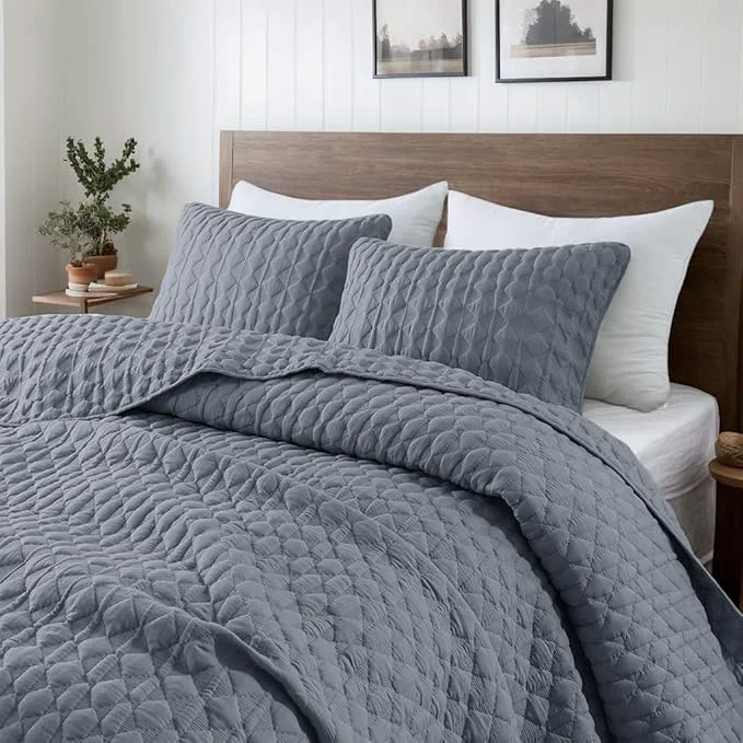 World-Class WDCOZY Blue Twin Quilt Size Bedding Sets with 1 Pillow Sham Lightweight Soft Bedspread Coverlet Quilted Blanket Thin Comforter Bed Cover for All Season 2 Pieces 68×90 inches Powerful