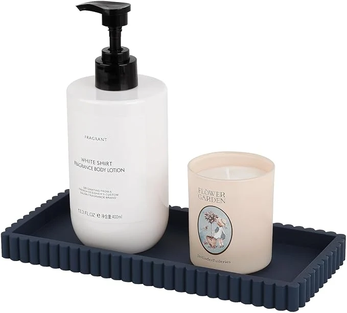Relaxed Silicone Bathroom Tray Small Vanity Organizer Rectangle Sink Caddy Sponge Selected