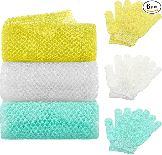 Original Design 6 Pack African Net Sponge Exfoliating Glove Set 3 Bath Sponge Body Scrubber Artisan