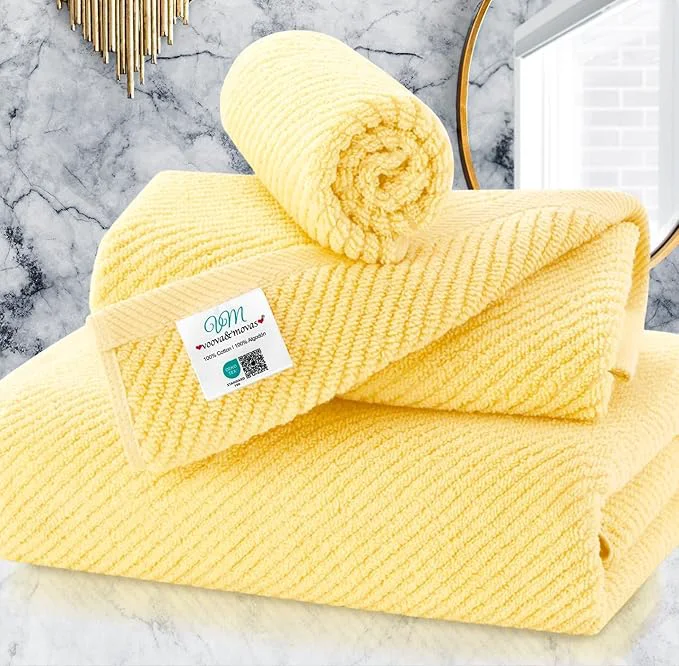 Traditional Yellow Towels for Bathroom Relaxed