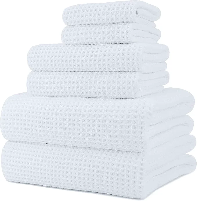 Top-Quality POLYTE 430 GSM Microfiber Quick Dry Lint Oversize Bath Towel Set 6 Piece Smooth