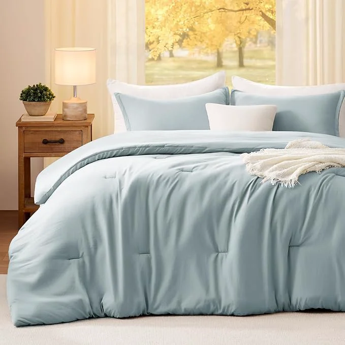 High-Performance Twin Comforter Set Mist Blue 2PCS Soft Lightweight Breathable Bedding Comforter for All Season Twin Size 68 39 39 ×90 39 39 Comforter amp 1 Pillowcase Dependable