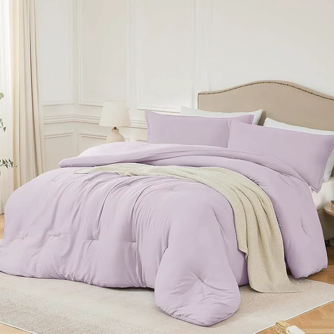 Flexible California King Comforter Set Light Purple 3PCS Soft Lightweight Breathable Bedding Comforter for All Season Calking Size 104 39 39 ×96 39 39 Comforter amp 2 Pillowcases Fashionable