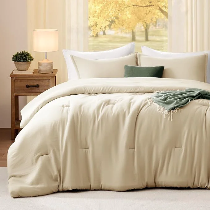 Contemporary California King Comforter Set Linen 3PCS Soft Lightweight Breathable Bedding Comforter for All Season Calking Size 104 39 39 ×96 39 39 Comforter amp 2 Pillowcases Green