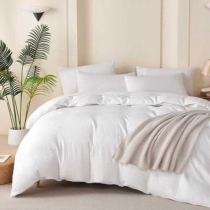 Green Comforter Set King Striped White – Luxury Soft Washed Microfiber Jacquard 3 Pieces Bedding Set for All-Season with 2 Pillowcases Breathable Durable Comfy White Striped Fast