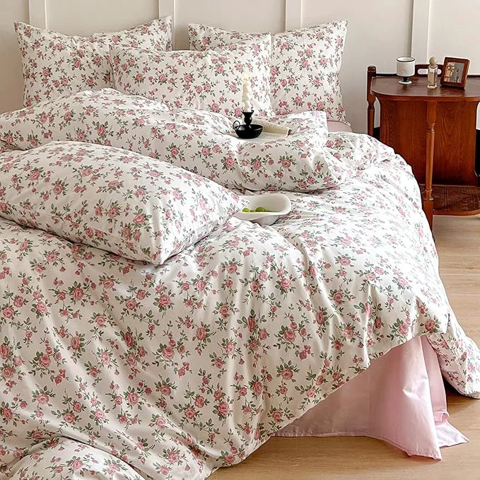 Fashionable HighBuy Botanical Floral Comforter for Twin XL Bed Fluffy Comforter Set with Pink Flower Cottagecore Bedding Sets 3 Piece for Teen Girl 1 Floral Comforter and 2 Pillowcases All Season Comfortable