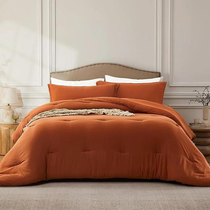 User-Friendly Oversized Queen Comforter Sets Terracotta 3PCS Soft Lightweight Breathable Bedding Comforter Sets for All Season Queen XL 98 39 39 ×98 39 39 Comforter amp 2 Pillowcases Fast