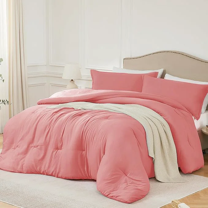 Relaxed California King Comforter Set Peach Pink 3PCS Soft Lightweight Breathable Bedding Comforter for All Season Calking Size 104 39 39 ×96 39 39 Comforter amp 2 Pillowcases Excellent