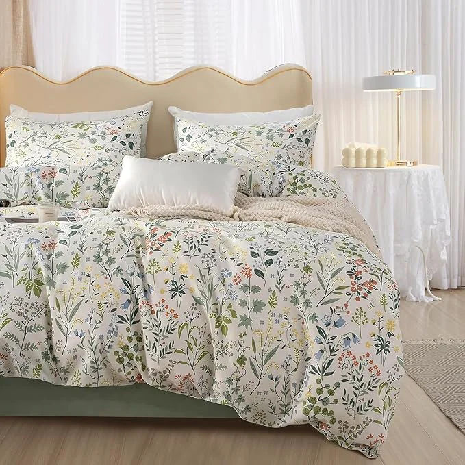 Environmentally Friendly HighBuy King Size Comforter Set Aesthetic Floral Bedding Comforter Set 1 Boho Comforter amp 2 Pillowcases Lightweight Bedding Quilted Comforter for Women Girl All Season Enhanced