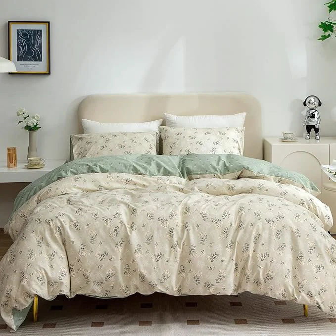 Proven Floral Queen Comforter Set 3 Pieces Soft Chic Garden Style Green Floral Print Lightweight Botanical Flower Comforter Set for All Seasons 1 Comforter and 2 Pillowcases Fine Crafted