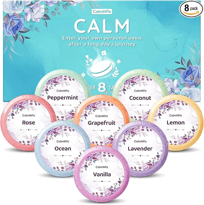 Safe CalmNFiz Shower Steamers 8 Scents Enhanced