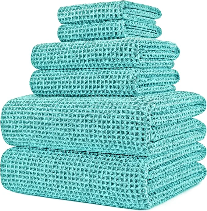 Selected POLYTE 430 GSM Microfiber Quick Dry Lint Oversize Bath Towel Set 6 Piece Eco-Friendly