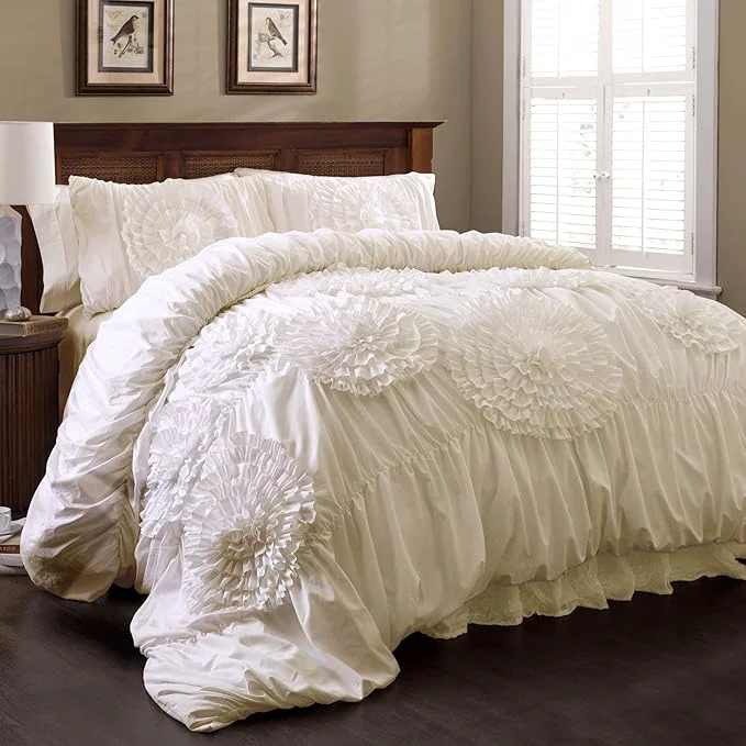 Selected Lush Decor 3 Piece Serena Comforter Set Queen Ivory High-Quality