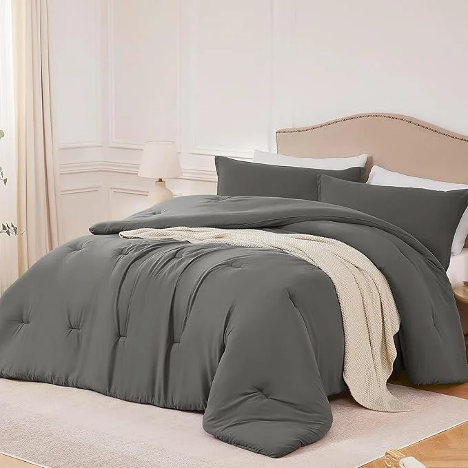 Quality Queen Comforter Sets Grey 3PCS Soft Lightweight Breathable Bedding Comforter Sets for All Season Queen Size 90 39 39 ×90 39 39 Comforter amp 2 Pillowcases Prestigious