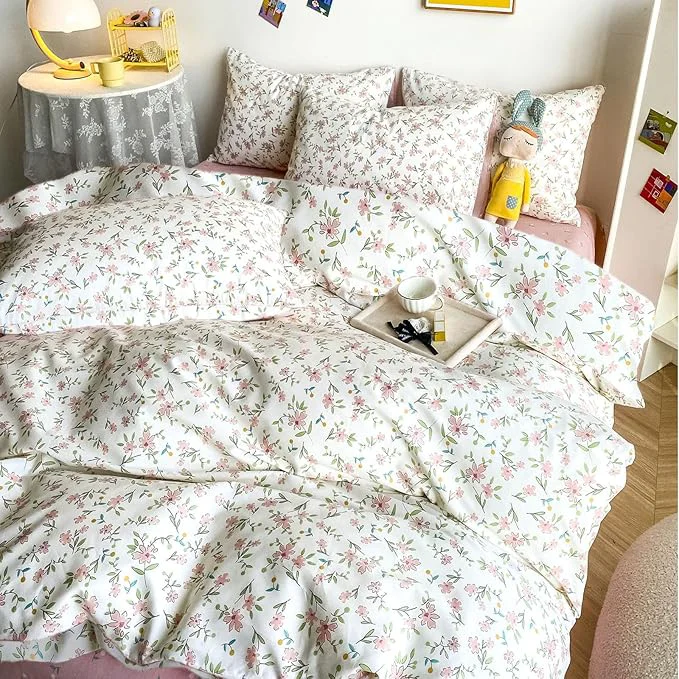 Easy-to-Use HighBuy 3 Piece Teen Comforter Set Queen Size All Season Pink Floral Farmhouse Bedding Comforter Queen with 2 Pillowcases Washable Cozy Comforter for Girls Fluffy Comfy Bedding Sets Smooth