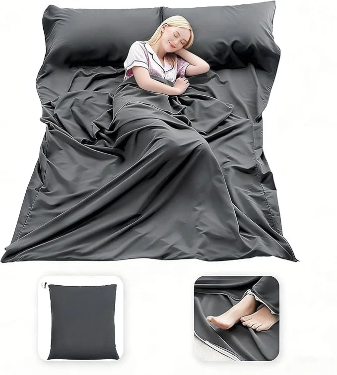 High-Quality Sleeping Bag Liner Lightweight Compact Sleeping Bag Sack Portable Clean Travel Sheet Camping Sleep Sheet for Backpacking Hotel Hiking Superior