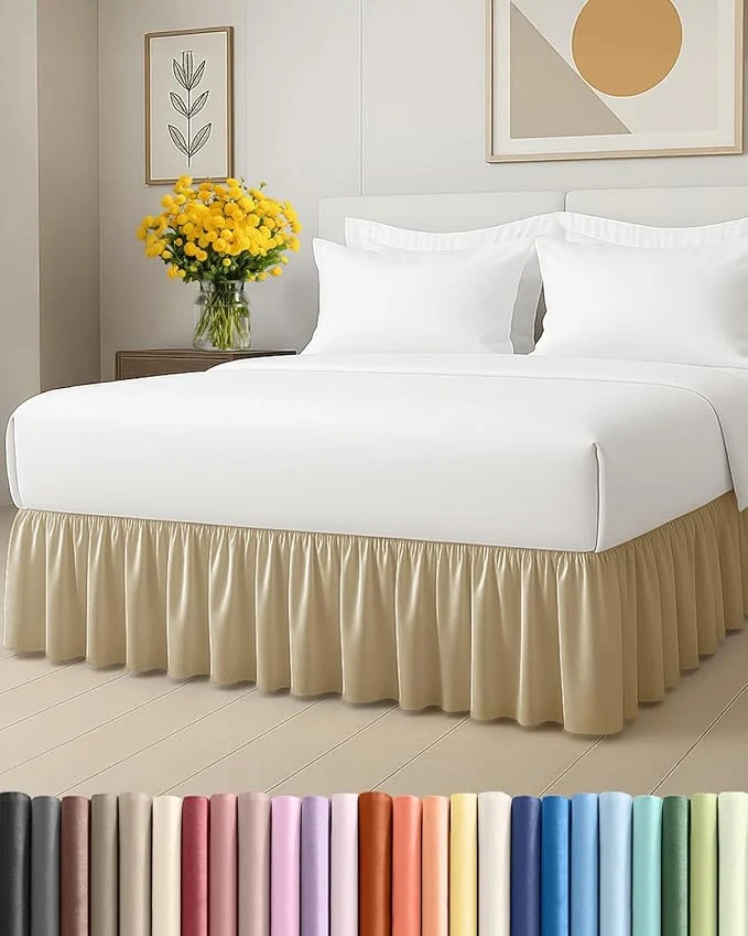 Consistent Bedskirt Queen Size Ruffle – 12 inch Drop Dust Ruffle Bed Skirt with Platform – Ultra-Soft Easy Fit Premium Hotel Quality – Wrinkle Fade amp Shrink Resistant – for Women Men Kids and Teens – Beige Advanced