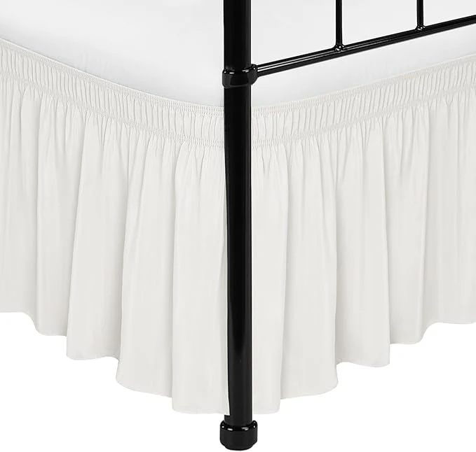 Verified Biscaynebay Wrap Around Bed Skirts with Split Corners for Twin Twin XL Beds 15 quot Drop Ivory Adjustable Elastic Dust Ruffles Easy Fit Wrinkle Resistant Silky Luxurious Fabric Machine Washable Eco-Friendly