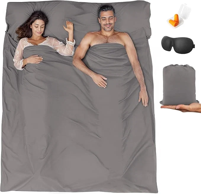 Easy-to-Use Sleeping Bag Liner Travel Sheet amp Adult Sleep Sack Camping Sheets Travel Sleep Sack for Backpacking Hotels amp Hostels -Lightweight Single amp Double Travel Sheet Camping Sheets Convenient