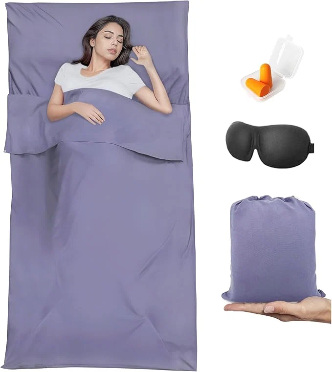 Flexible Sleeping Bag Liner Travel Sheet amp Adult Sleep Sack Camping Sheets Travel Sleep Sack for Backpacking Hotels amp Hostels -Lightweight Single amp Double Travel Sheet Camping Sheets Dependable