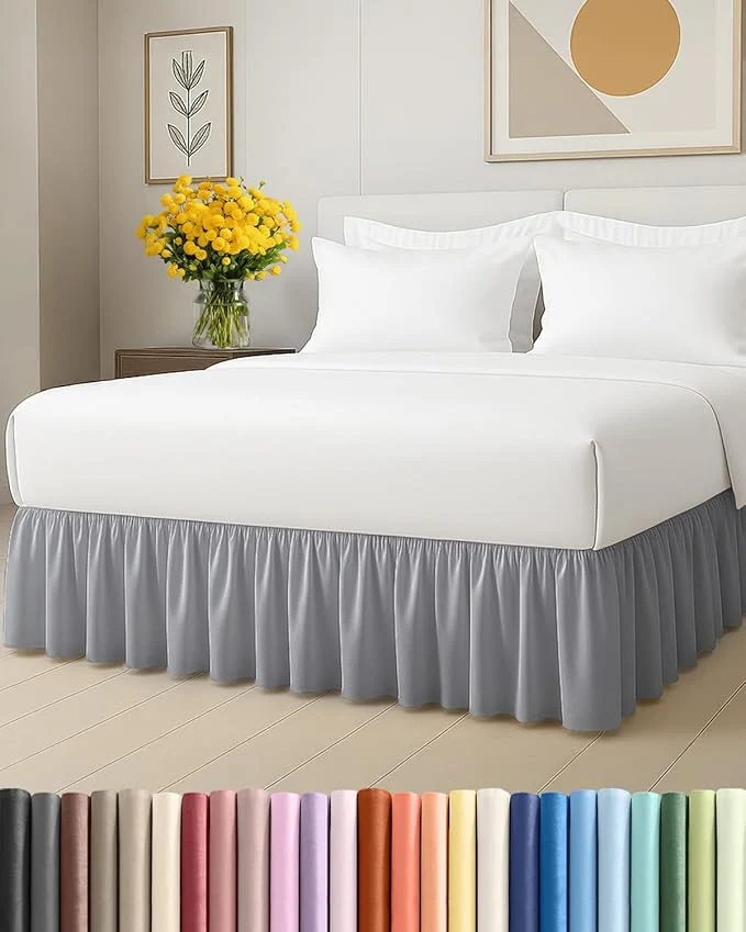 First-Class Bedskirt Full Size Ruffle – 15 inch Drop Dust Ruffle Bed Skirt with Platform – Soft Easy Fit Premium Hotel Quality – Wrinkle Fade amp Shrink Resistant – for Women Men Kids and Teens – Steel Blue Enhanced