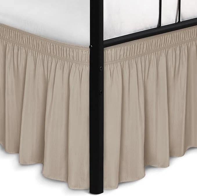 First-Class Biscaynebay Wrap Around Bed Skirts with Split Corners for Queen Beds 14 quot Drop Light Camel Elastic Dust Ruffles Adjustable Easy Fit Wrinkle amp Fade Resistant Silky Luxurious Fabric Machine Washable Unique