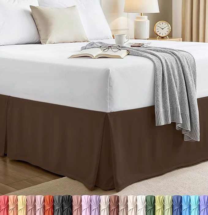 Smart Utopia Bedding Full Bed Skirt – Soft Quadruple Pleated Ruffle – Easy Fit with 16 Inch Tailored Drop – Hotel Quality Shrinkage and Fade Resistant Full Brown Healthy