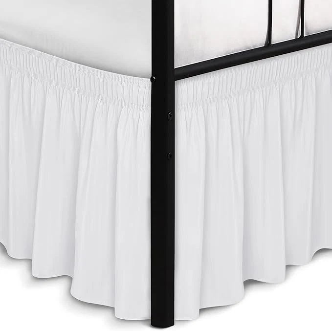 Trendy Biscaynebay Wrap Around Bed Skirts with Split Corners for Twin Twin XL Beds 18 quot Drop White Adjustable Elastic Dust Ruffles Easy Fit Wrinkle Resistant Silky Luxurious Fabric Machine Washable Optimized
