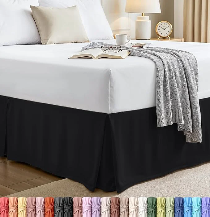 Relaxed Utopia Bedding Twin Bed Skirt – Soft Quadruple Pleated Ruffle – Easy Fit with 15 Inch Tailored Drop – Hotel Quality Shrinkage and Fade Resistant Twin Black Contemporary