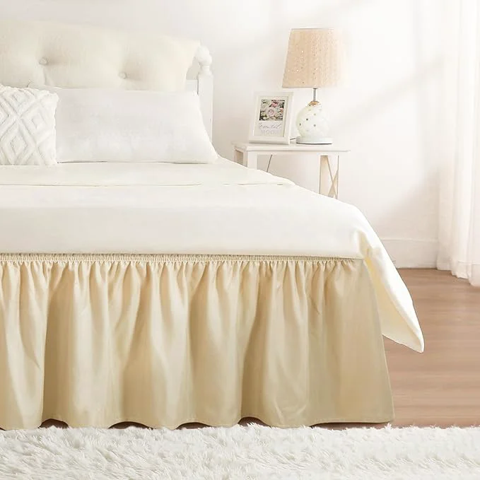 Comfortable RIMELA Oatmeal Bed Skirt King Size 18 Inch Drop Elastic Bed Skirting for Bed Base and Frame Bedding Dust Ruffle Easy to Install Lightweight Wrap Around Adjustable Bedskirt User-Friendly
