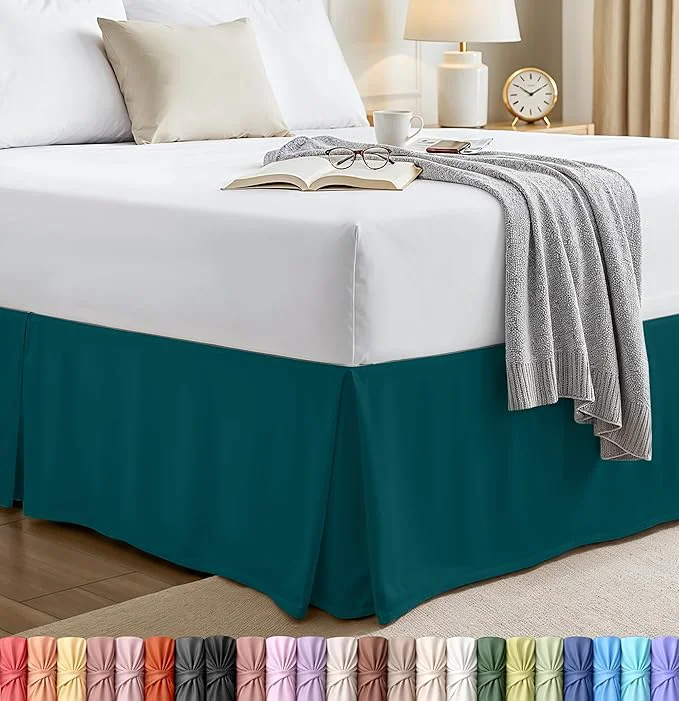 Practical Utopia Bedding Queen Bed Skirt – Soft Quadruple Pleated Ruffle – Easy Fit with 16 Inch Tailored Drop – Hotel Quality Shrinkage and Fade Resistant Queen Teal User-Friendly