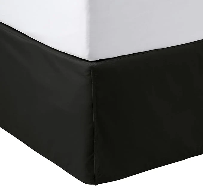 User-Friendly Amazon Basics Lightweight Pleated Bed Skirt Machine Washable Wrinkle and Fade Resistant Queen Black Easy-to-Use