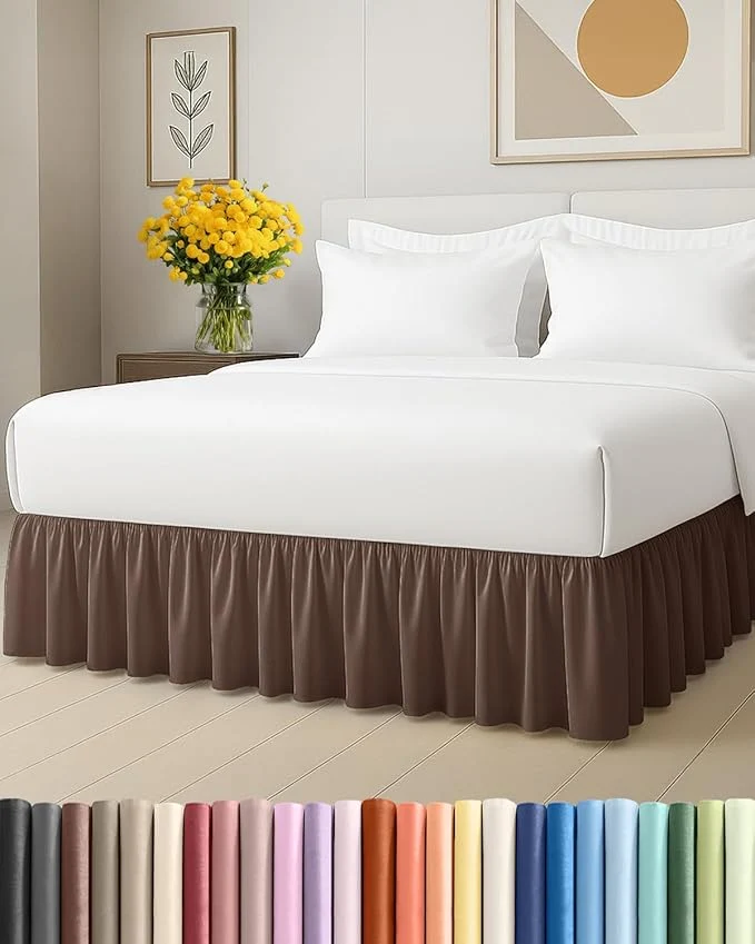 Consistent Bedskirt Twin Size Ruffle – 12 inch Drop Dust Ruffle Bed Skirt with Platform – Ultra-Soft Easy Fit Premium Hotel Quality – Wrinkle Fade amp Shrink Resistant – for Women Men Kids and Teens – Brown Official