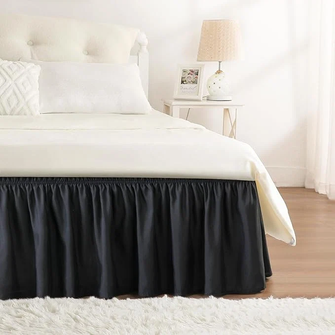 Advanced RIMELA Black Bed Skirt King Size 15 Inch Drop Elastic Bed Skirting for Bed Base and Frame Bedding Dust Ruffle Easy to Install Lightweight Wrap Around Adjustable Bedskirt First-Class