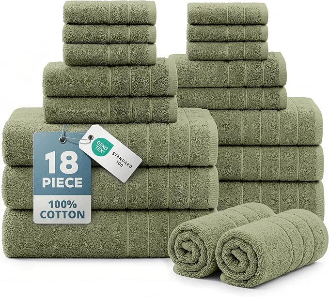 Comfortable Casa Platino Luxury Cotton Bath Towel Pack of 18 Minimalist