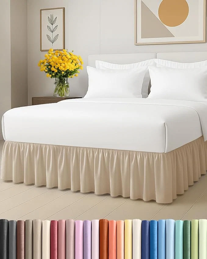 Powerful Bedskirt Queen Size Ruffle – 18 inch Drop Dust Ruffle Bed Skirt with Platform – Ultra-Soft Easy Fit Premium Hotel Quality – Wrinkle Fade amp Shrink Resistant – for Women Men Kids and Teens – Cream Luxury