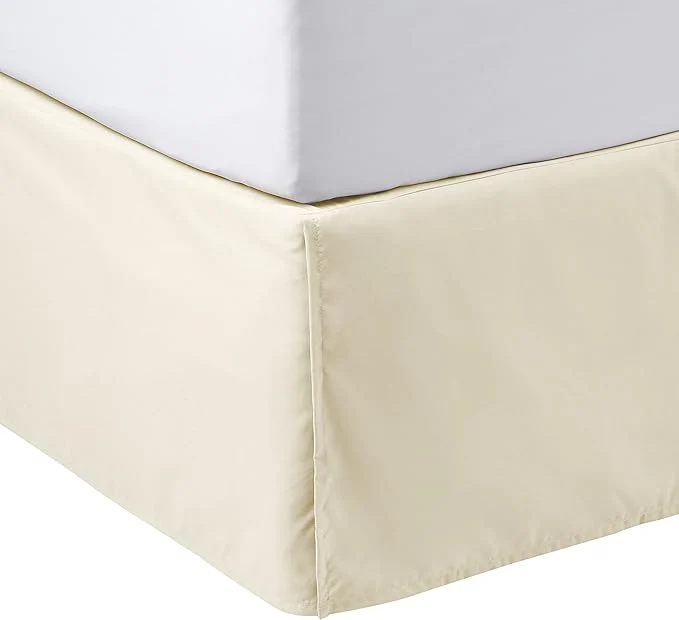 Relaxed Amazon Basics Lightweight Pleated Bed Skirt Queen Beige Solid Premium Material
