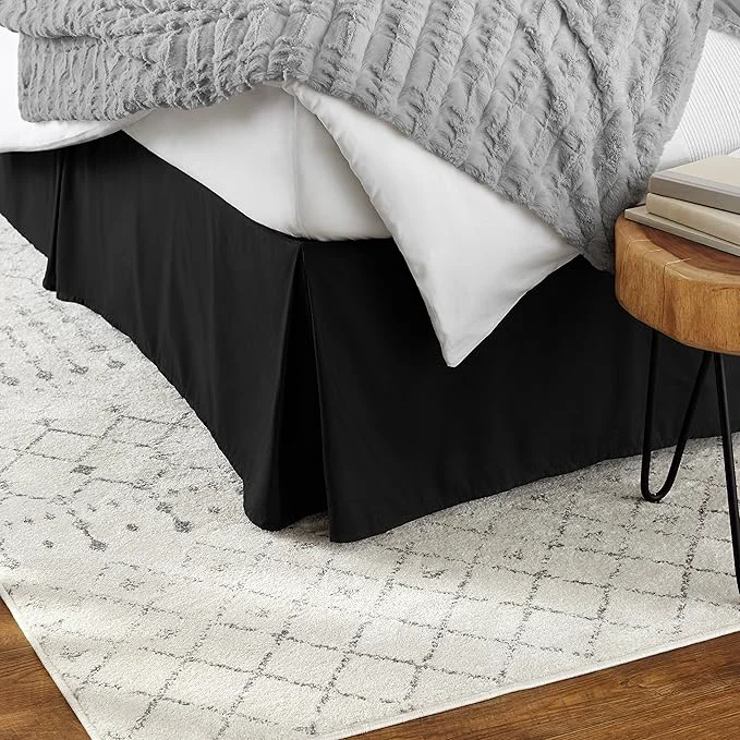 Artisan Amazon Basics Lightweight Pleated Bed Skirt Machine Washable Wrinkle and Fade Resistant King Black Recyclable