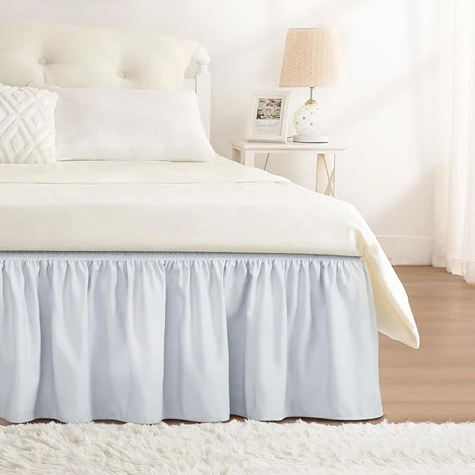 Smart RIMELA Ice Grey Bed Skirt King Size 18 Inch Drop Elastic Bed Skirting for Bed Base and Frame Bedding Dust Ruffle Easy to Install Lightweight Wrap Around Adjustable Bedskirt Soft
