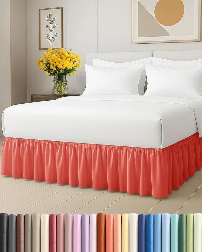 Reliable Bedskirt Full Size Ruffle – 15 inch Drop Dust Ruffle Bed Skirt with Platform – Ultra-Soft Easy Fit Premium Hotel Quality – Wrinkle Fade amp Shrink Resistant – for Women Men Kids and Teens – Coral Dependable